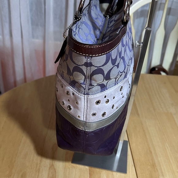 Coach 2008 Purple and Light Pink Studded Signature Needs Some Love - Picture 2 of 10